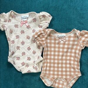 Nicole Miller Pink and Tan Bodysuits Soft Cotton One Pieces